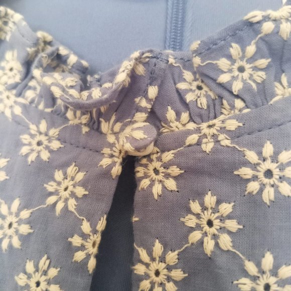 Blue Embroidered Flower Casual Dress London Times Size 8 - Picture 7 of 10